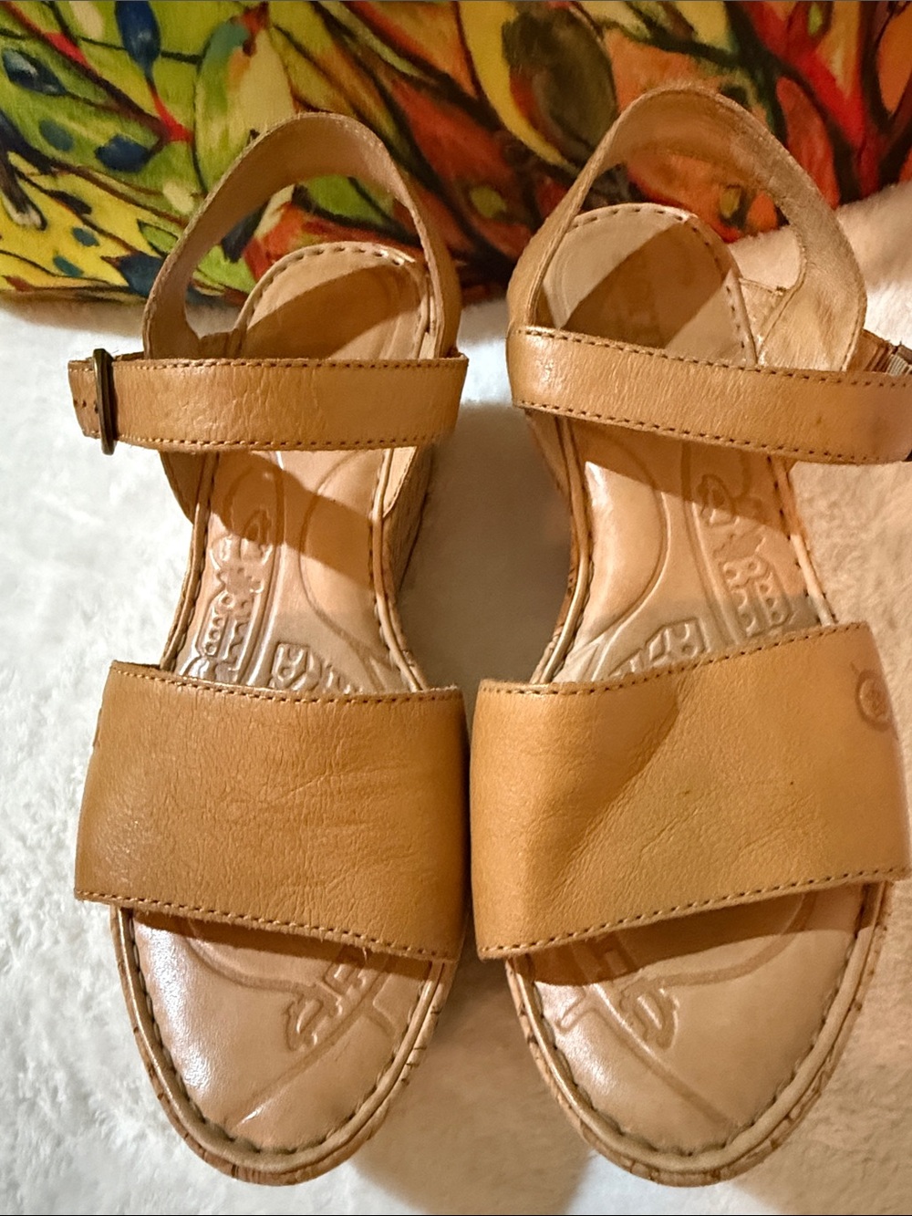 Born Tan Leather Open-Toe Ankle-Strap Sandals